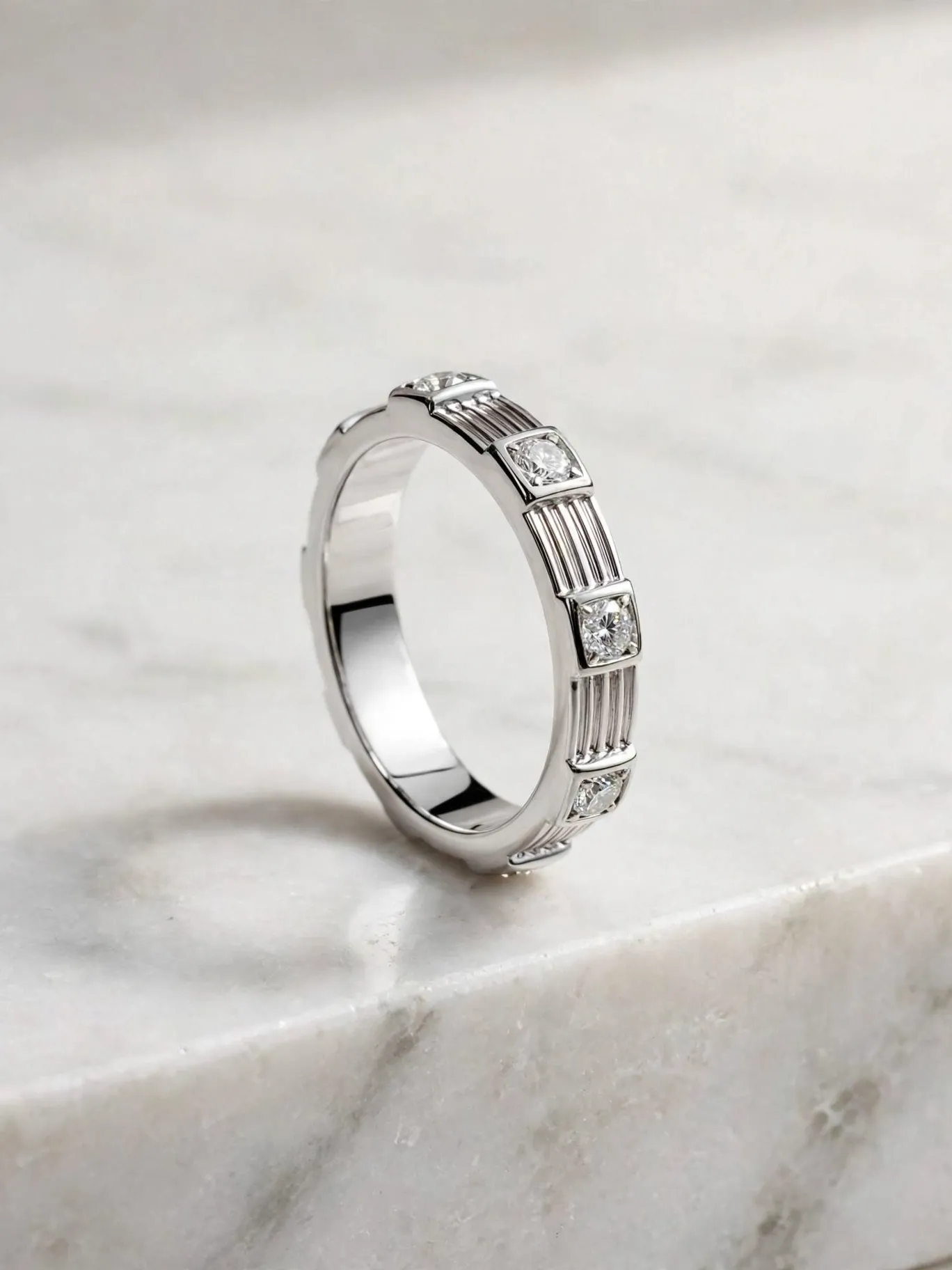 法式復古羅馬柱線戒--antique-roman-pillar-fluted-stacking-ring-027-front-view-sparkledeer.com