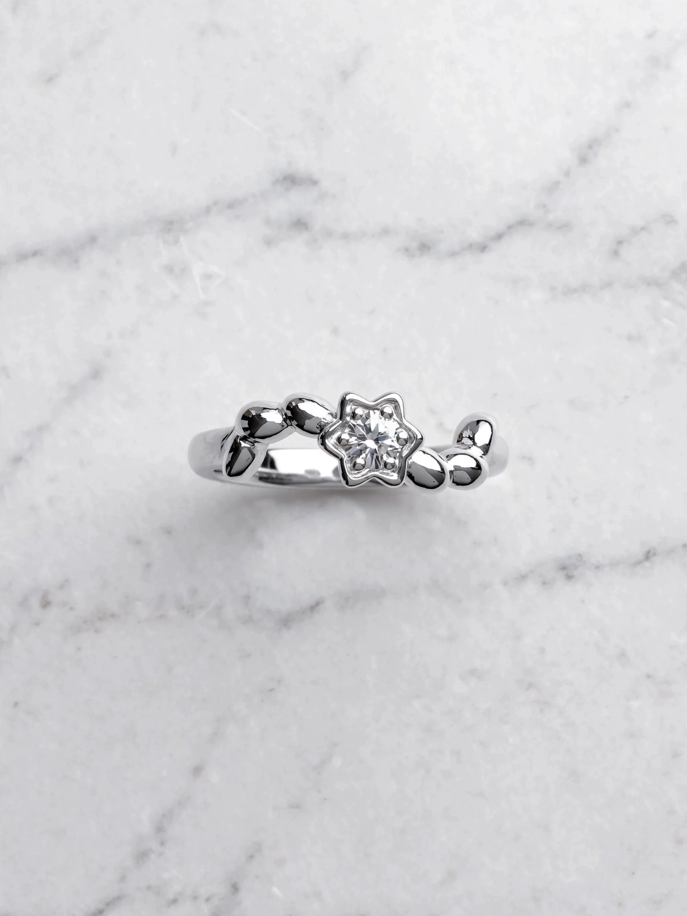 許願星閃耀戒--meteor-shower-six-point-star-milgrain-wave-ring-029-product-view-sparkledeer.com