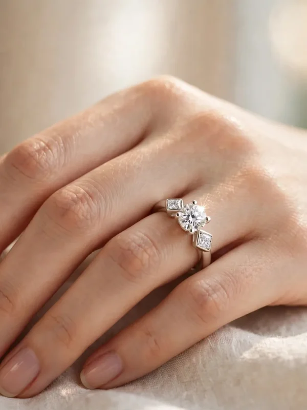 modern-architectural-princess-cut-accent-diamond-ring-026-model-hand-view 耀眼奢華幾何單鑽戒--modern-architectural-princess-cut-accent-diamond-ring-026-model-hand-view-sparkledeer.com
