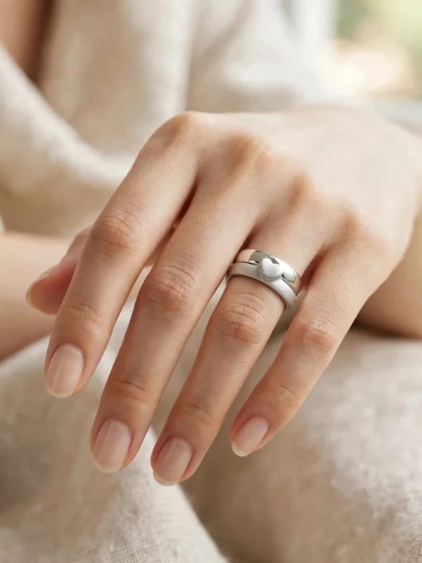 sweet-heart-layered-matte-dual-ring-013-model-hand-view 心動雙環造型戒--sweet-heart-layered-matte-dual-ring-013-model-hand-view-sparkledeer.com
