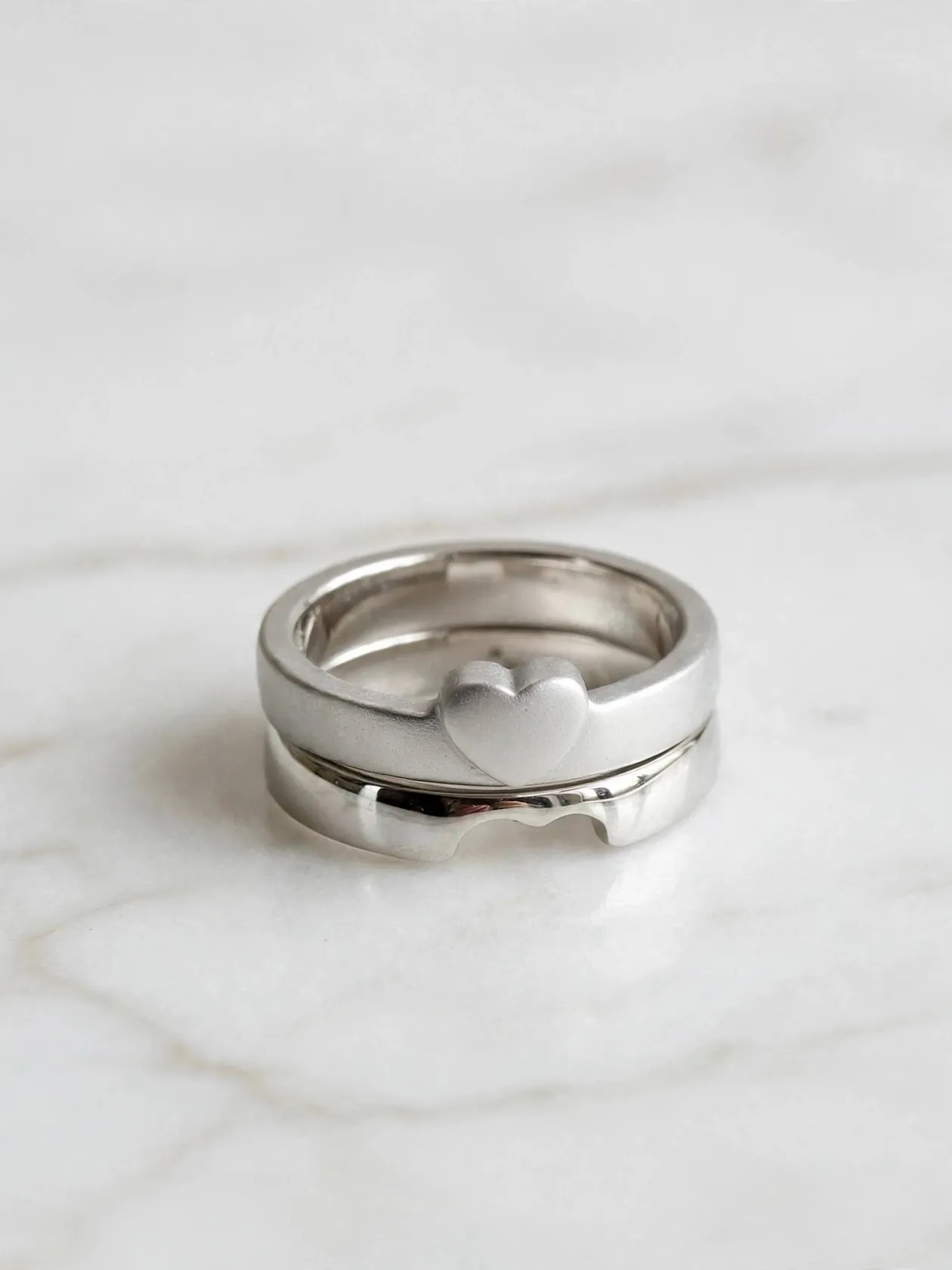 心動雙環造型戒--sweet-heart-layered-matte-dual-ring-013-product-view-sparkledeer.com