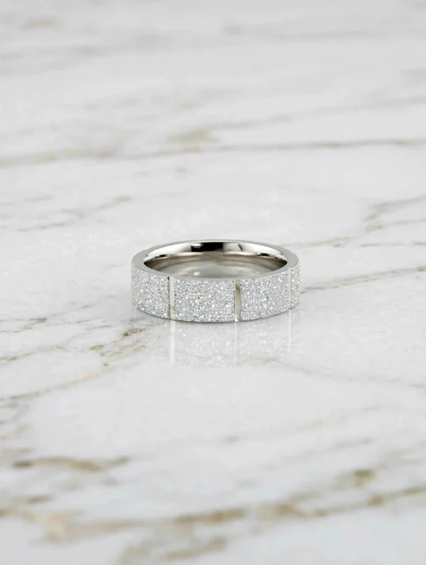 時光微痕星塵質感寬戒--textured-frosted-stardust-wide-band-couple-ring-012-flat-view-sparkledeer.com