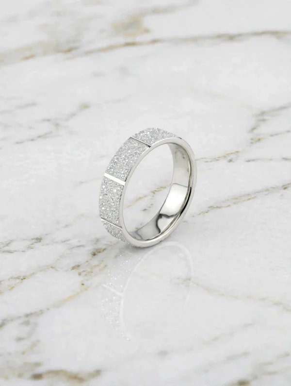 時光微痕星塵質感寬戒--textured-frosted-stardust-wide-band-couple-ring-012-front-view-sparkledeer.com