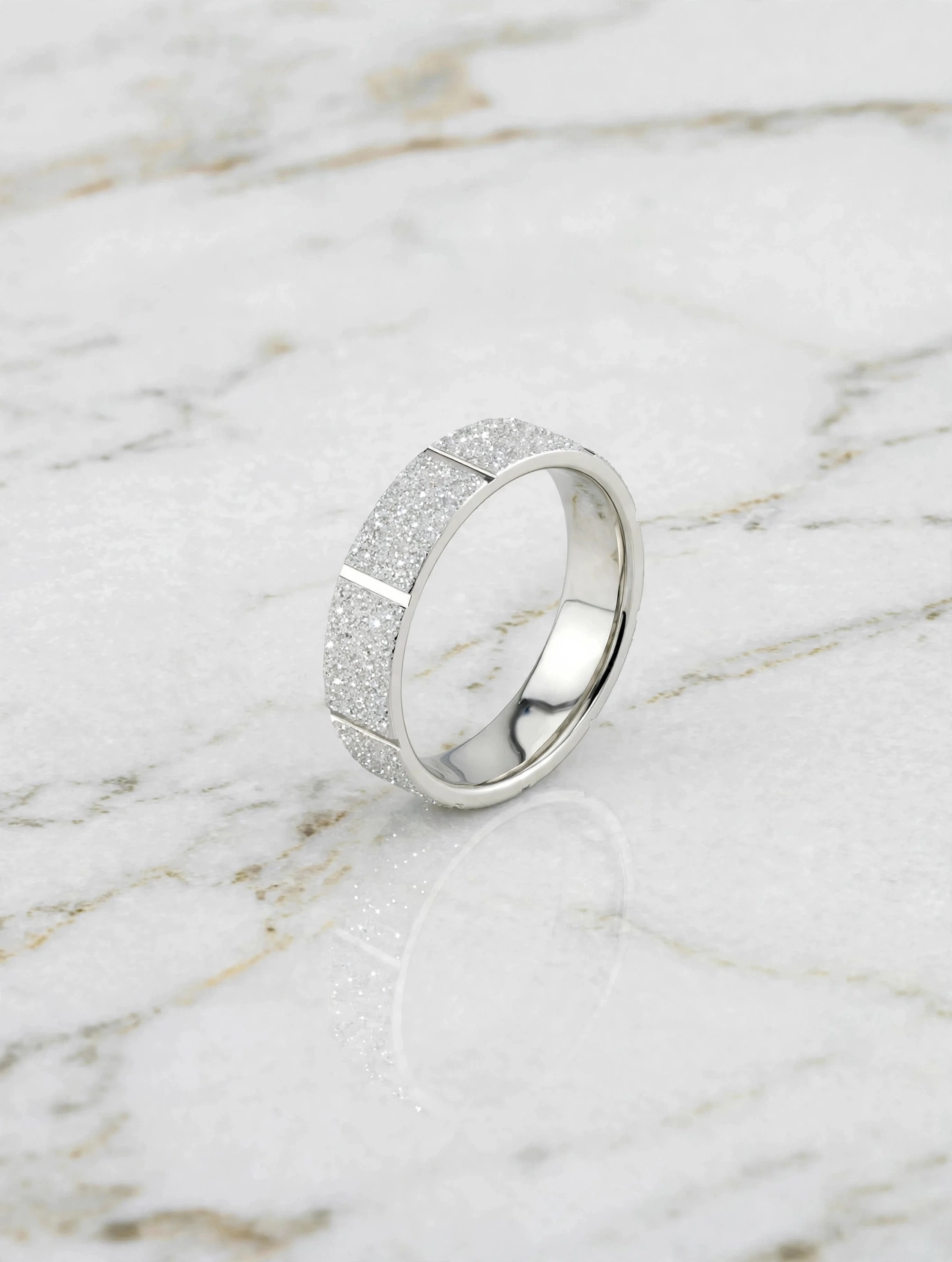 時光微痕星塵質感寬戒--textured-frosted-stardust-wide-band-couple-ring-012-front-view-sparkledeer.com